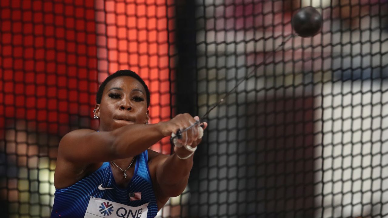 Berry of the United States competes in the Women's Hammer Throw final day two of 17th IAAF World Athletics Championships.