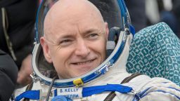 ZHEZKAZGAN, KAZAKHSTAN - MARCH 2: In this handout provided by NASA, Expedition 46 Commander Scott Kelly of NASA rest in a chair outside of the Soyuz TMA-18M spacecraft just minutes after he and Russian cosmonauts Mikhail Kornienko and Sergey Volkov of Roscosmos landed in a remote area on March 2, 2016 near the town of Zhezkazgan, Kazakhstan. Kelly and Kornienko completed an International Space Station record year-long mission to collect valuable data on the effect of long duration weightlessness on the human body that will be used to formulate a human mission to Mars. Volkov returned after spending six months on the station. (Photo by Bill Ingalls/NASA via Getty Images)