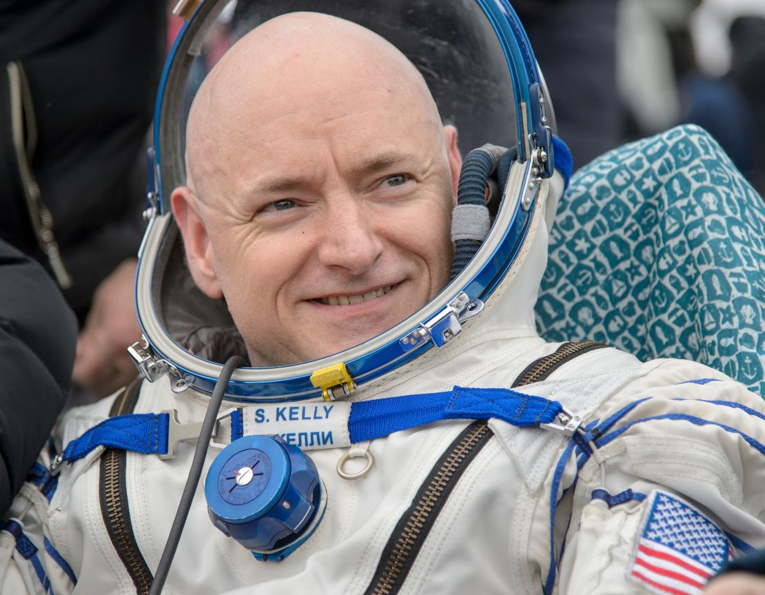 Expedition 46 Commander Scott Kelly of NASA rested outside of the Soyuz TMA-18M spacecraft minutes after he and cosmonauts Mikhail Kornienko and Sergey Volkov of Roscosmos landed on March 2, 2016, in Kazakhstan.