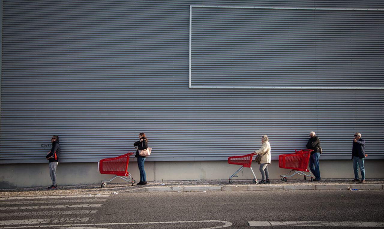 Bruno Taveira took this photo in Cascais, Portugal. Of the photo he wrote, "Many people turn to supermarkets to buy essential goods, after the Portuguese government decreed a state of emergency."