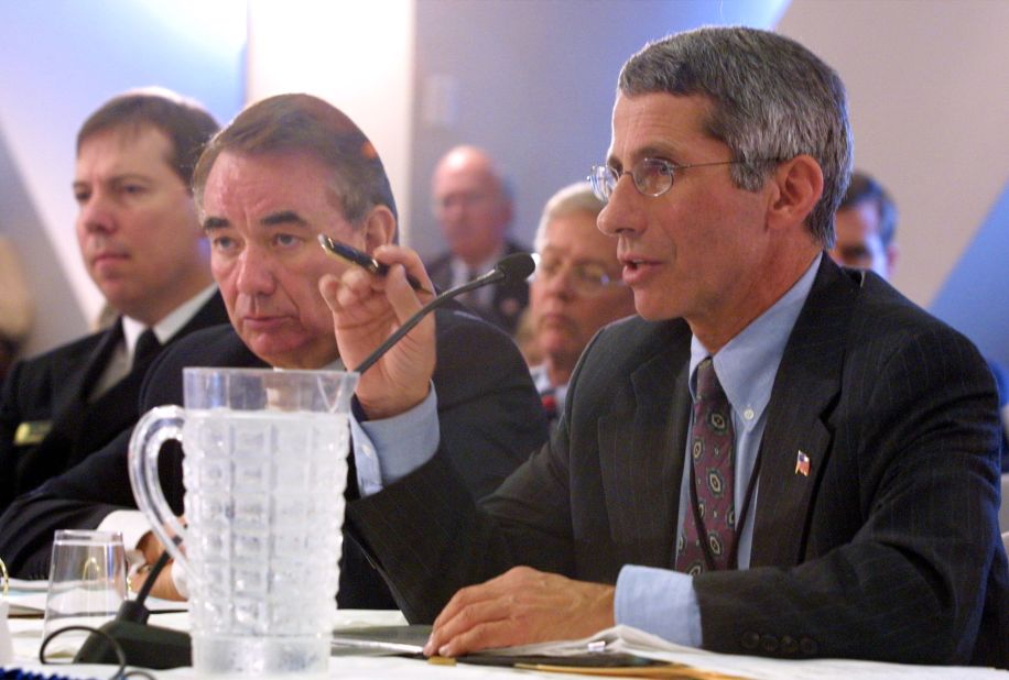 Fauci testifies to a House subcommittee during a 2001 hearing about vaccines for biological weapon defense.