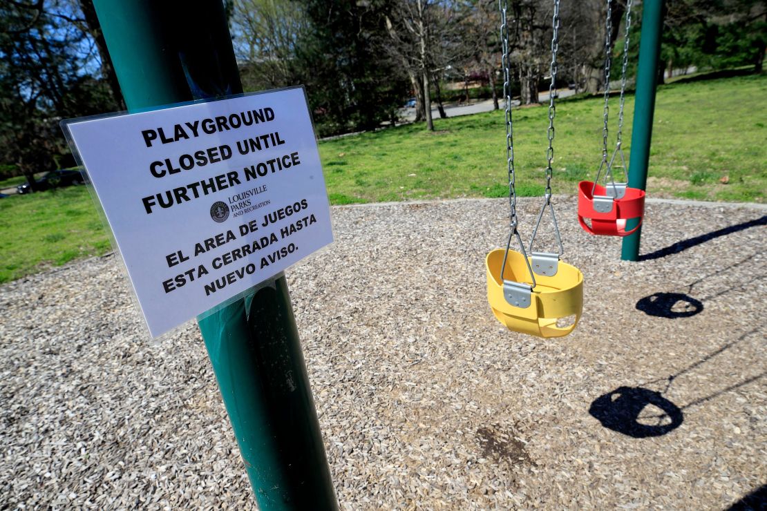 A playground in Louisville, Kentucky remains closed due to the coronavirus.