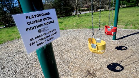 A playground in Louisville, Kentucky remains closed due to the coronavirus.