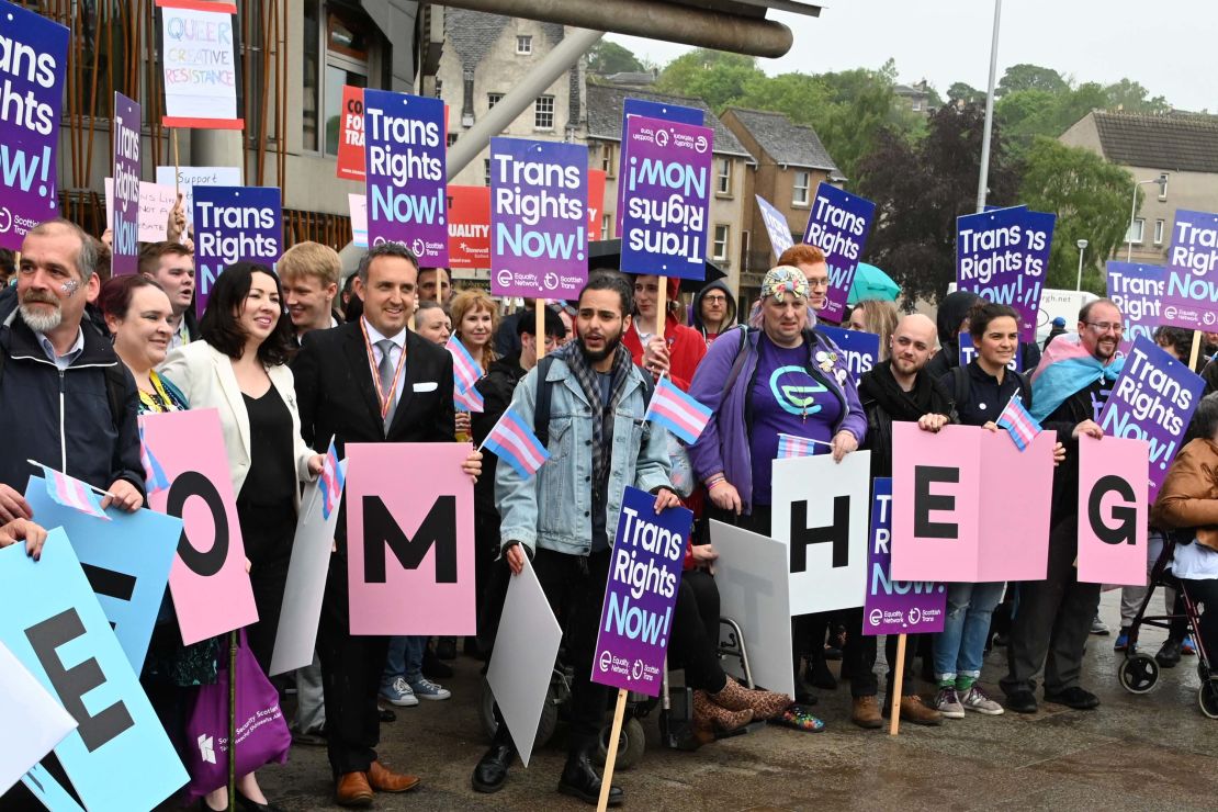 James Morton (far right), the manager of the Scottish Trans Alliance, says reform will create a more equitable society. 