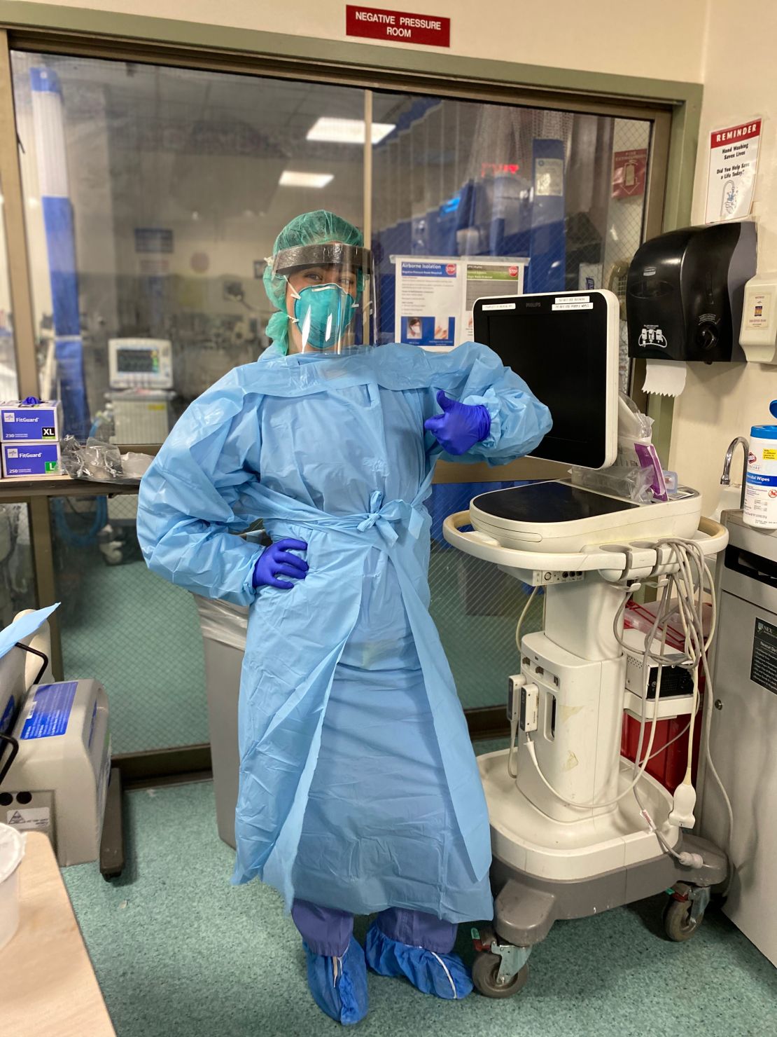Dr. Amy Plasencia in protective gear.