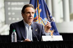 NY State Governor Andrew Cuomo is seen during a press conference at the COVID-19 field hospital site at the Javits Center in New York , NY, USA on March 30, 2020.