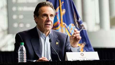NY State Governor Andrew Cuomo is seen during a press conference at the COVID-19 field hospital site at the Javits Center in New York , NY, USA on March 30, 2020.