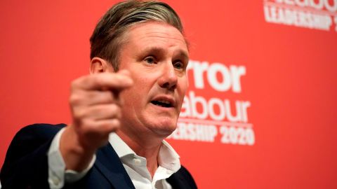 Keir Starmer addresses the audience during the last Labour Party leadership hustings in Dudley on March 8.