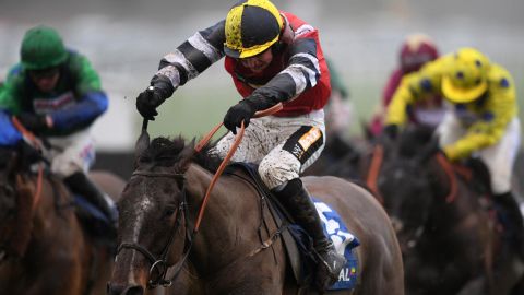 Potters Corner, ridden by Jack Tudor, powered to victory in the Welsh Grand National at Chepstow last December and was looking to complete the double at Aintree.  