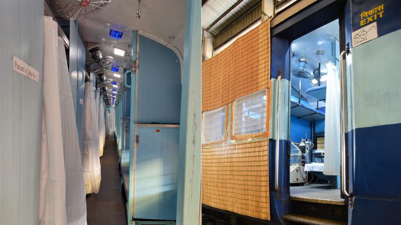 This handout photograph from Indian Railways show how old trains will be used as Covid-19 isolation ward