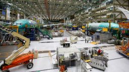 Several Boeing 777X aircraft are seen in various stages of production during a media tour of the Boeing 777X at the Boeing production facility in Everett, Washington, U.S., February 27, 2019. Picture taken February 27, 2019. REUTERS/Lindsey Wasson