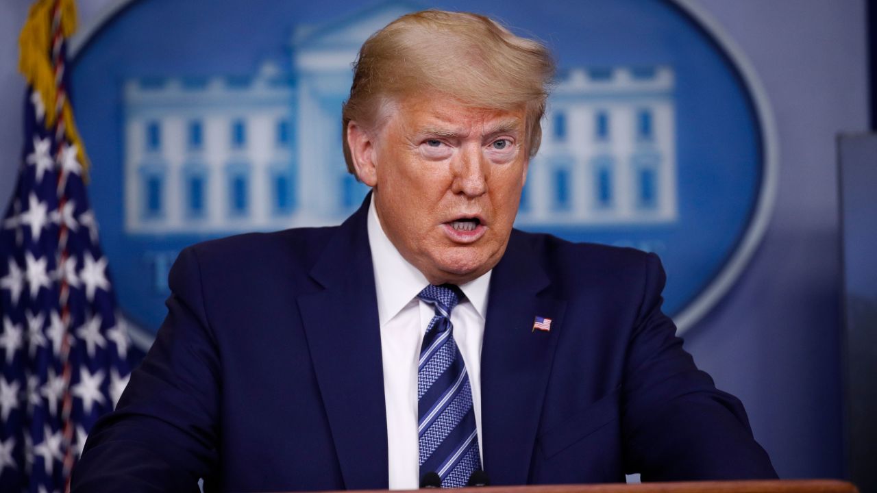 President Donald Trump speaks during a coronavirus task force briefing at the White House, Sunday, April 5, 2020, in Washington. (AP Photo/Patrick Semansky)