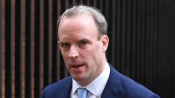 Britain's Foreign Secretary Dominic Raab leaves Downing street in central London on April 6, 2020. 