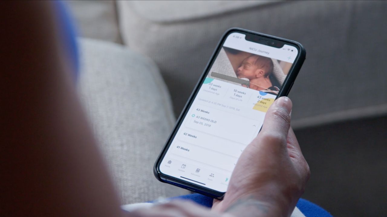A parent uses the NICU2Home app to see and talk to their newborns in special care nurseries as more hospitals are banning or limiting visitations during the coronavirus crisis.
