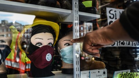 Protective masks for sale are displayed in a store in  Brooklyn on April 2, 2020 in New York City. 