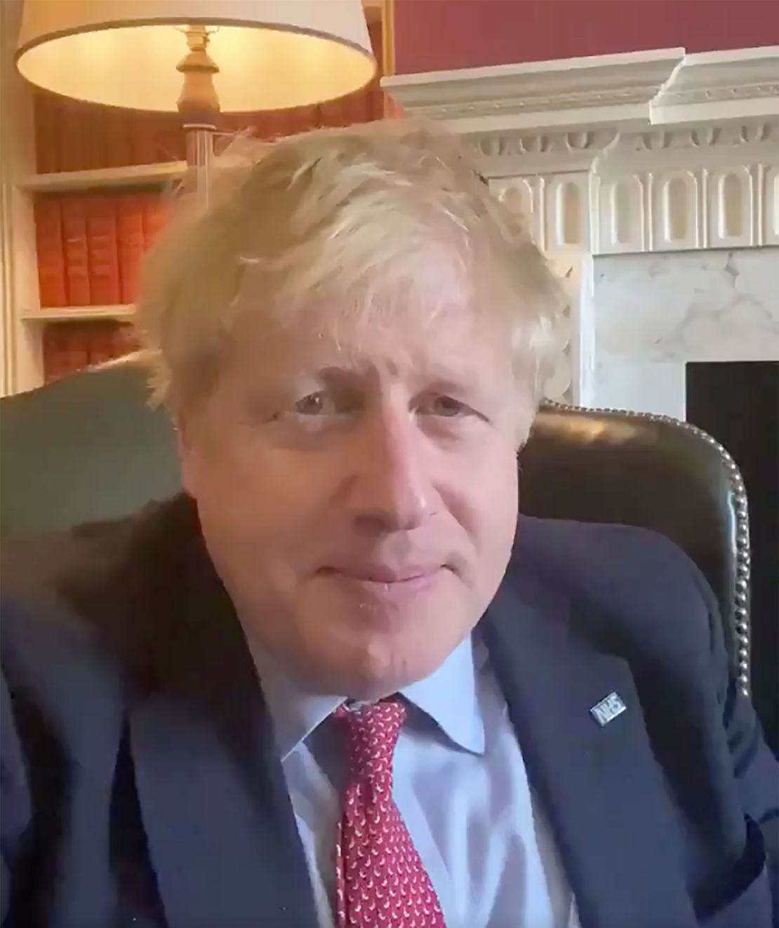 A still from a video that UK Prime MInister Boris Johnson uploaded on March 27 to announce he had been infected. 