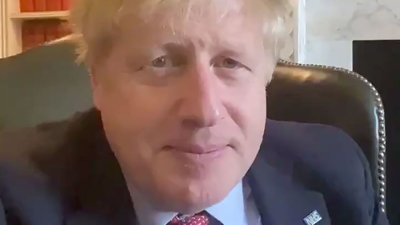 A still from a video that UK Prime MInister Boris Johnson uploaded on March 27 to announce he had been infected. 