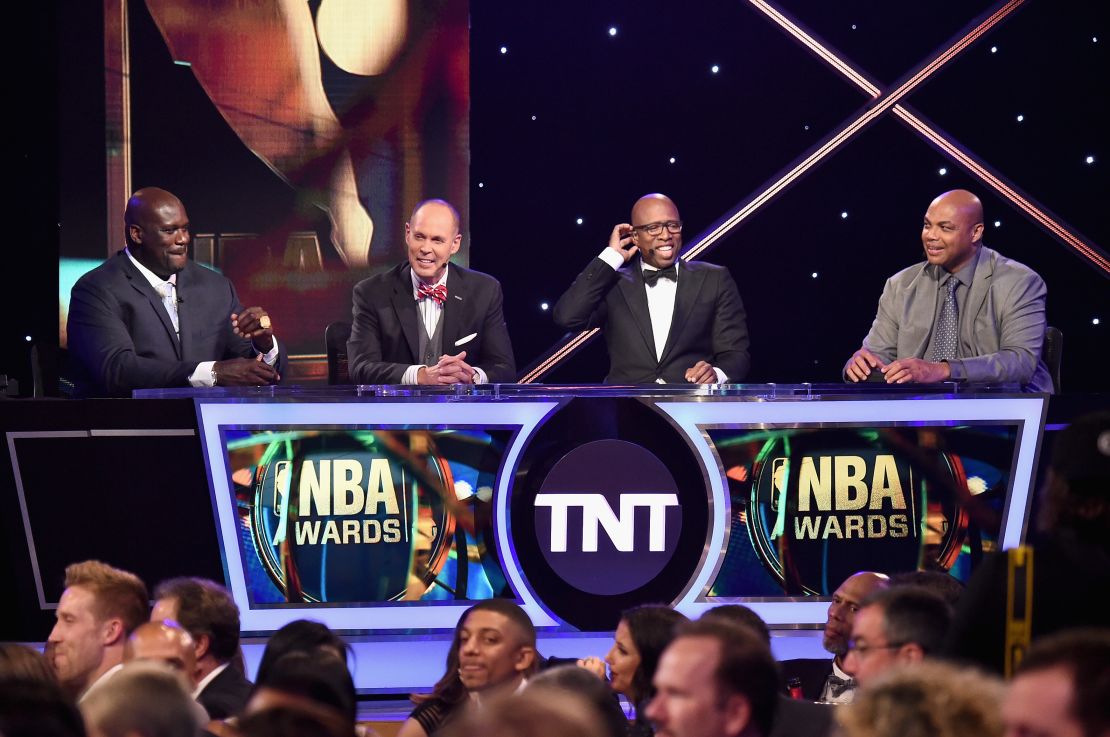 Johnson is joined by Shaquille O'Neal, Kenny Smith and Charles Barkley.