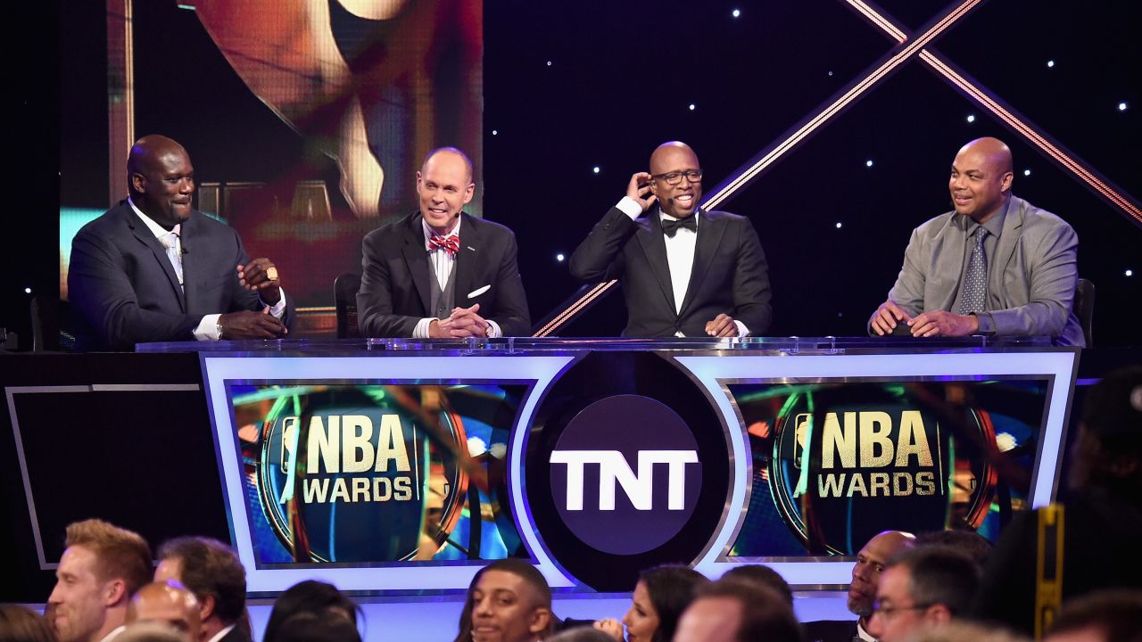 Johnson is joined by Shaquille O'Neal, Kenny Smith and Charles Barkley.
