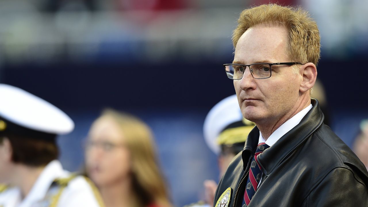 WASHINGTON, DC - MAY 01: Thomas B. Modly, Under Secretary of the Navy, stands on the field before the game between the St. Louis Cardinals and Washington Nationals at Nationals Park on May 1, 2019 in Washington, DC. (Photo by Patrick McDermott/Getty Images)