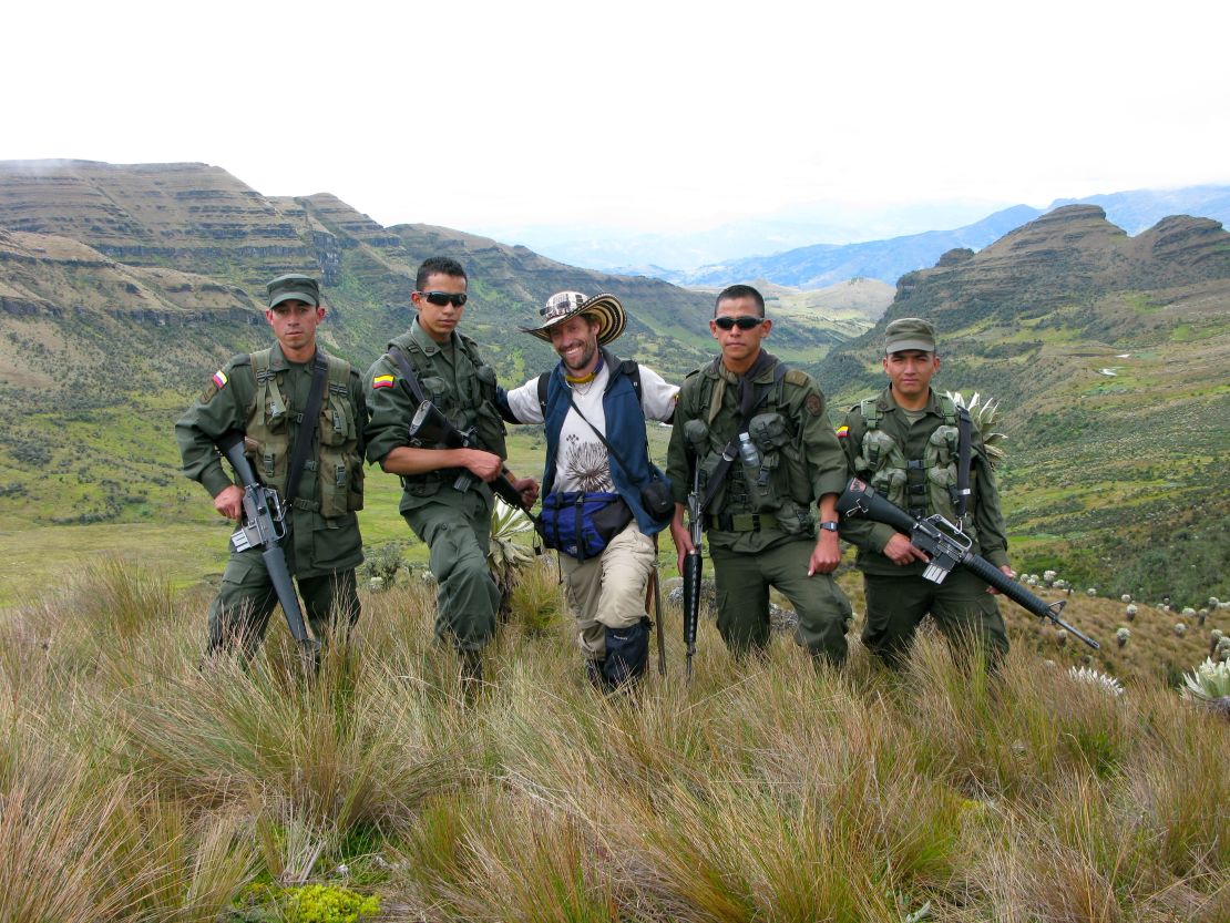 Diazgranados in Paramo de Oceta, Boyaca in 2009.
"There were constant fights against guerilla groups from FARC in the area, and 12 members of the police from the nearby town of Mongui were deployed so I could continue my botanical expeditions in the area," he says.  