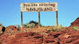 Mandatory Credit: Photo by Jon Freeman/Shutterstock (383978af)
Sign at the entrance to the Navajo Nation (Arizona) - 2002
NATIVE AMERICAN CODE TALKERS