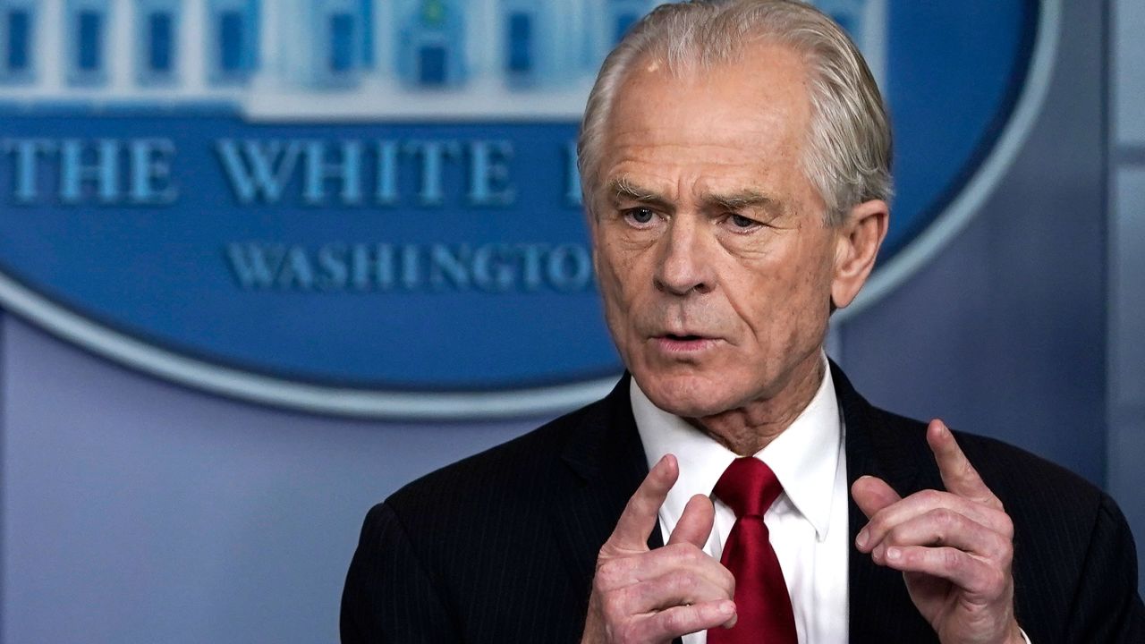 Then-White House Trade and Manufacturing Policy Director Peter Navarro speaks during a briefing on the coronavirus pandemic in March 2020 in Washington, DC. 