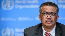 TOPSHOT - EDITORS NOTE: Graphic content / World Health Organization (WHO) Director-General Tedros Adhanom Ghebreyesus attends a daily press briefing on COVID-19 virus at the WHO headquarters in Geneva on March 11, 2020. - WHO Director-General Tedros Adhanom Ghebreyesus announced on March 11, 2020 that the new coronavirus outbreak can now be characterised as a pandemic. (Photo by Fabrice COFFRINI / AFP) (Photo by FABRICE COFFRINI/AFP via Getty Images)