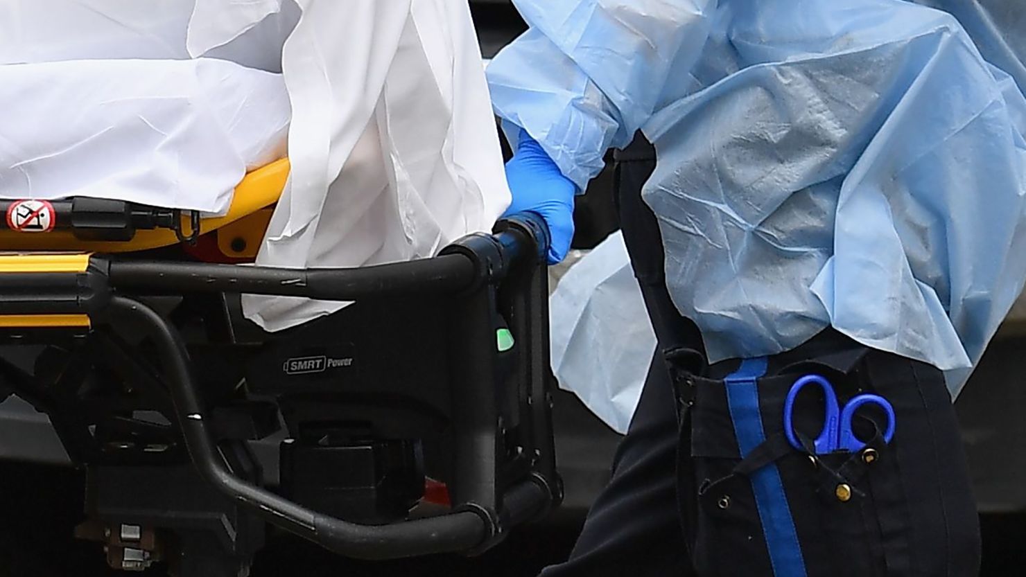 Medical staff move a patient into the Wyckoff Heights Medical Center emergency room on April 7, 2020, in Brooklyn, New York. 