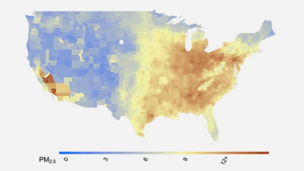 US county level average of PM2.5 concentrations (2000- 2016)
Citation: Exposure to air pollution and COVID-19 mortality in the United States. Xiao Wu, Rachel C. Nethery, Benjamin M. Sabath, Danielle Braun, Francesca Dominici. medRxiv 2020.04.05.20054502