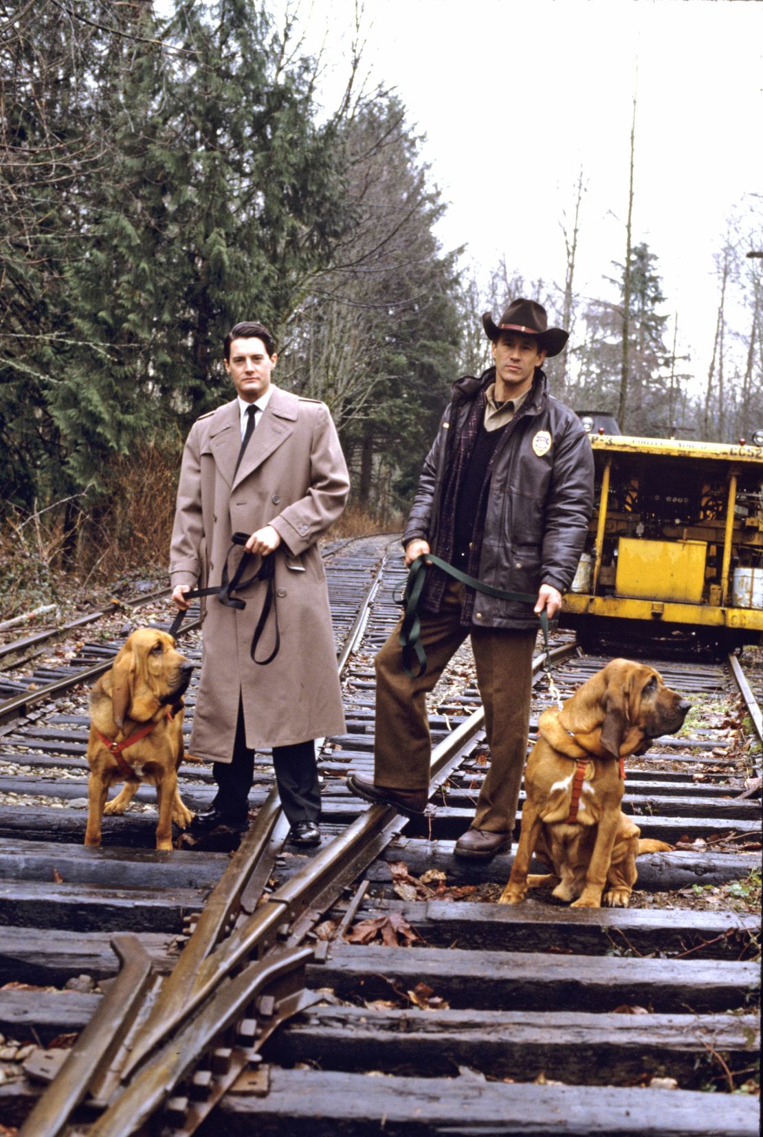 Kyle MacLachlan as FBI special agent Dale Cooper, and Michael Ontkean as local sheriff Harry S Truman  