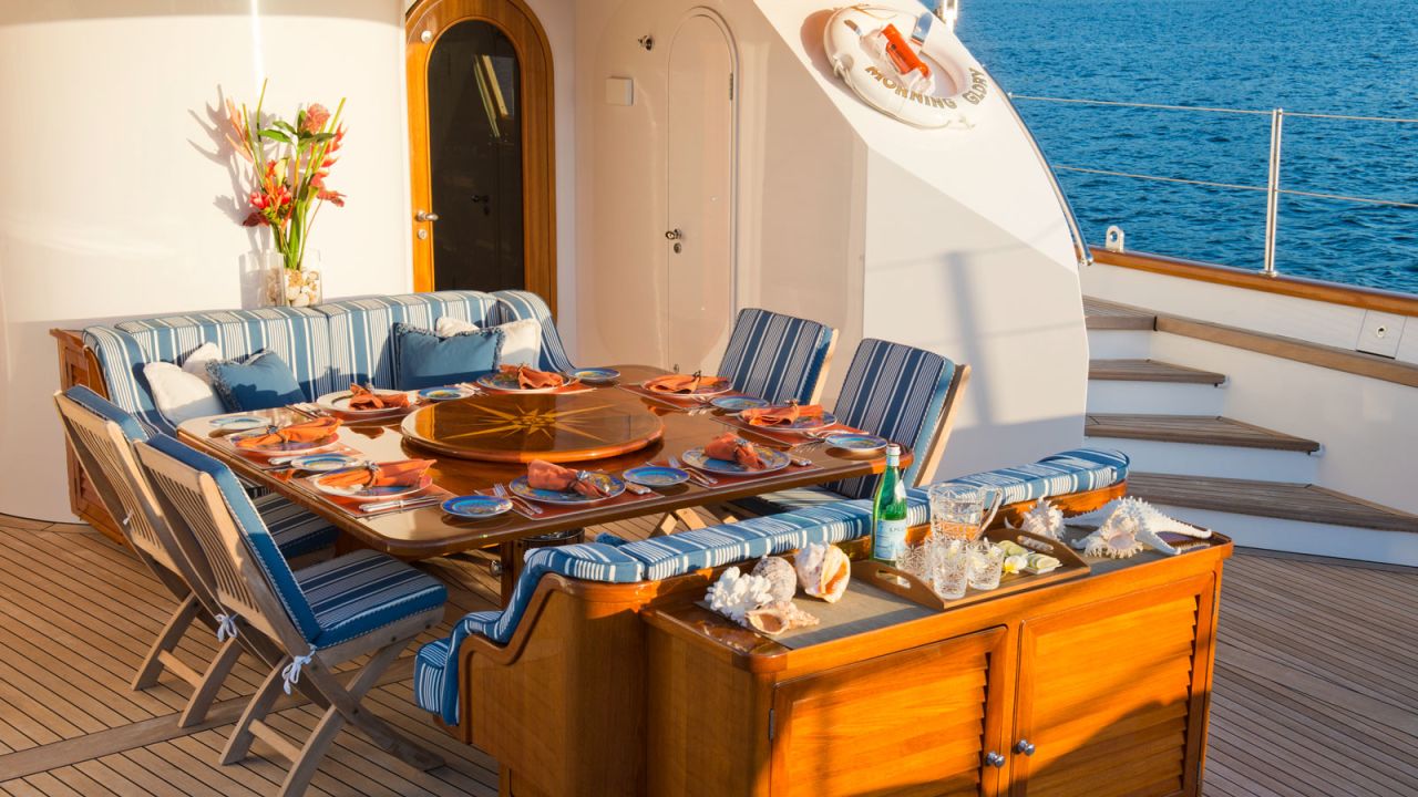 The ketch-rigged sailing yacht is being sold via broker Burgess, who describe it as "first-class."
