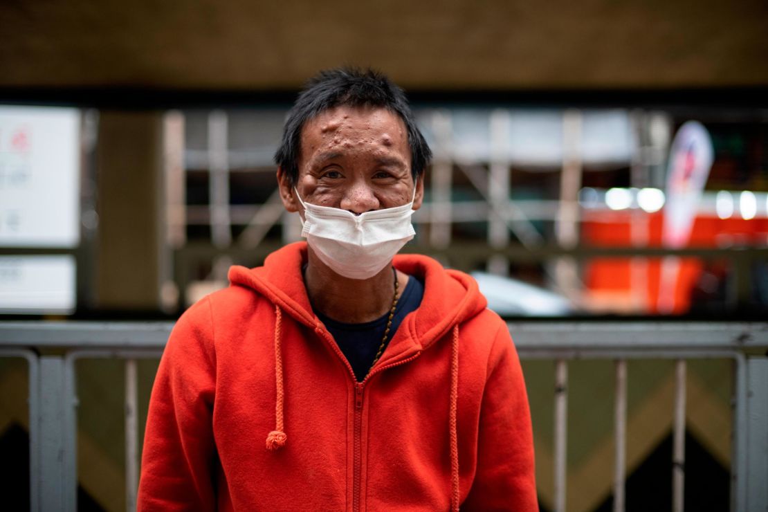 Lum Chai, 45, is seen during Impact HK's meal service on Tuesday, April 7.