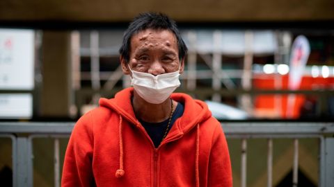 Lum Chai, 45, is seen during Impact HK's meal service on Tuesday, April 7.