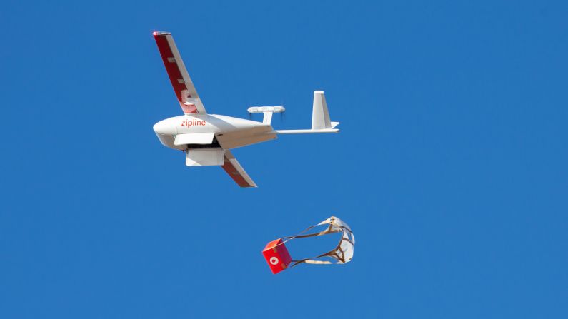 US-based company Zipline has used drones to distribute <a href="index.php?page=&url=https%3A%2F%2Fedition.cnn.com%2F2020%2F04%2F28%2Ftech%2Fzipline-drones-coronavirus-spc-intl%2Findex.html" target="_blank">medical supplies</a> to clinics in Rwanda and Ghana. In 2020, the company told CNN it could distribute Covid-19 vaccines when they become available.  