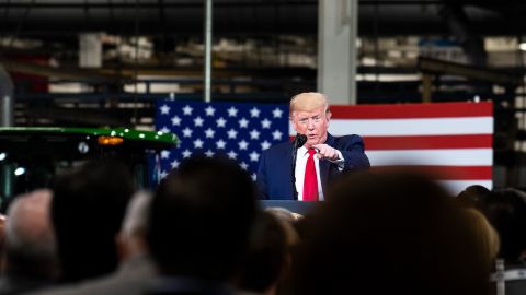 President Donald Trump speaks during a visit to Dana Incorporated, an auto-manufacturing supplier, on Jan. 30, 2020 in Warren, Michigan. During his speech, Trump touted good job numbers and the strong performance of car companies in the state.