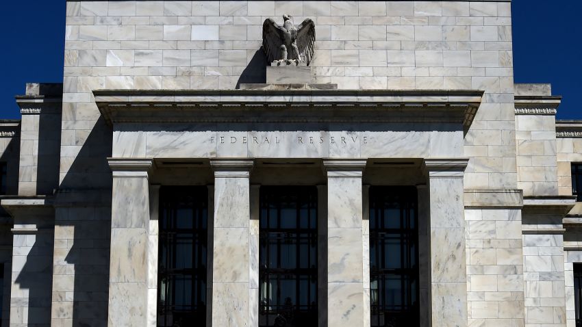 The Federal Reserve building is seen on April 2, 2020 in Washington, DC. (Photo by Olivier Douliery/AFP/Getty Images)