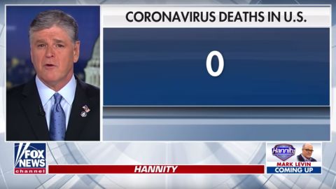 Fox News host Sean Hannity told viewers in a Feb. 27 broadcast that the coronavirus had yet to kill a single American.