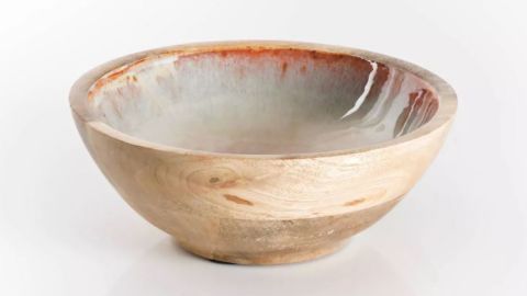 Cravings by Chrissy Teigen Round Wood Bowl with Enamel Interior