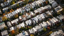 Row houses line streets in Capitol Hill in this aerial photograph taken above Washington, D.C., U.S., on Tuesday, Nov. 4, 2019. 
