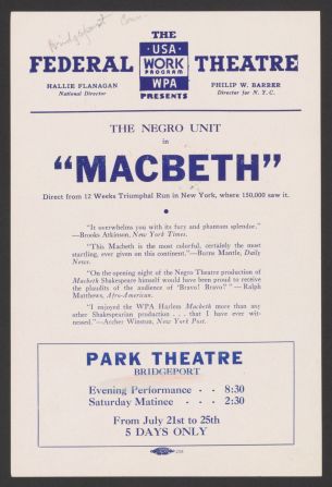 Federal Theater Project production of "Macbeth."
