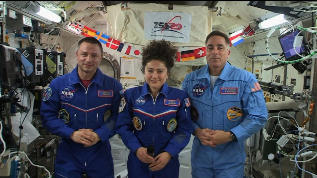 NASA astronauts (left to right) Andrew Morgan, Jessica Meir and Christopher Cassidy are currently on the International Space Station together.