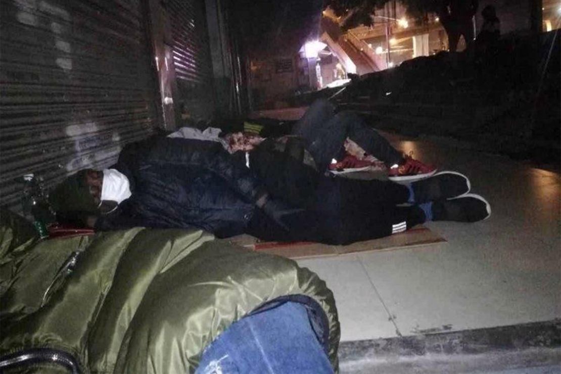 Africans sleeping on the street in Guangzhou, after being unable to find shelter.
