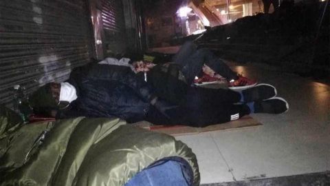 Africans sleeping on the street in Guangzhou, after being unable to find shelter.