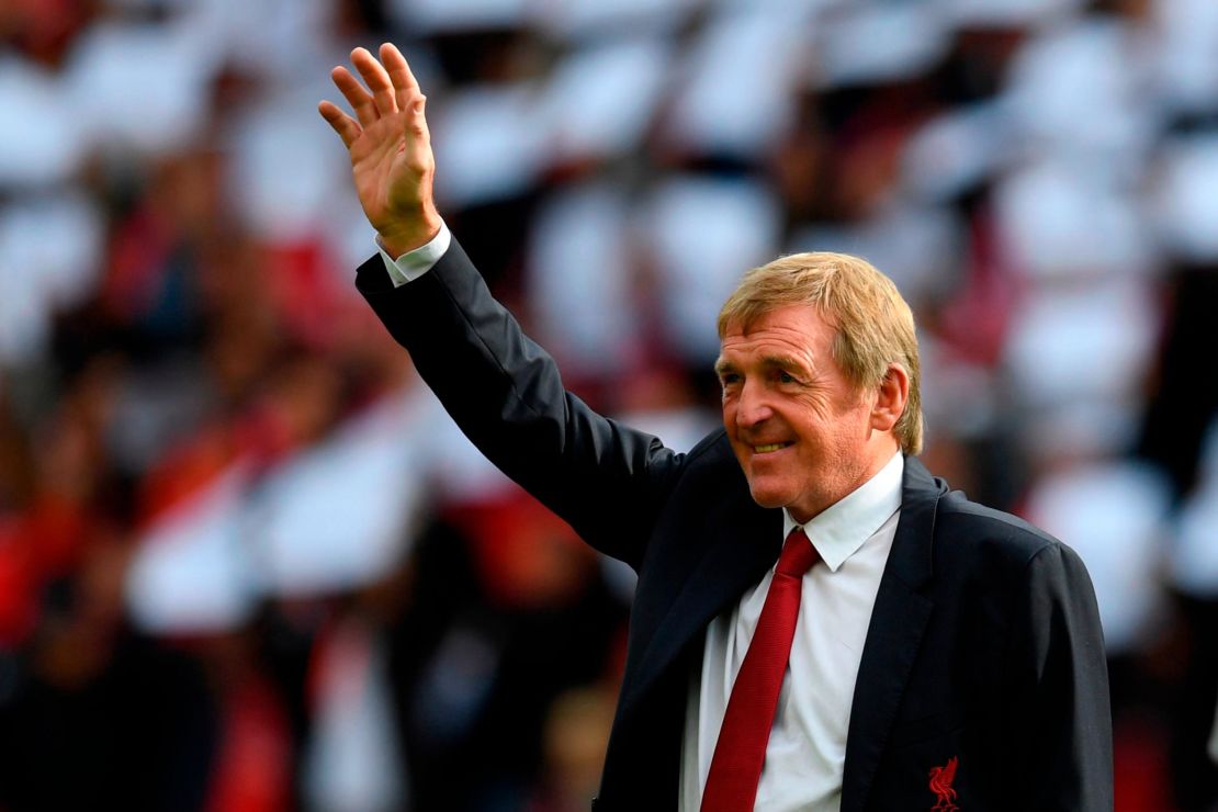 Kenny Daglish acknowledges the applause of fans after having a stand at Anfield named after him in 2017 in recognition of his achievements as a player and manager at Liverpool. 