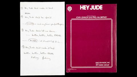 The handwritten lyrics sold for $910,000.