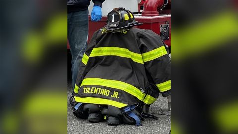 Israel Tolentino Jr.'s firefighter uniform.