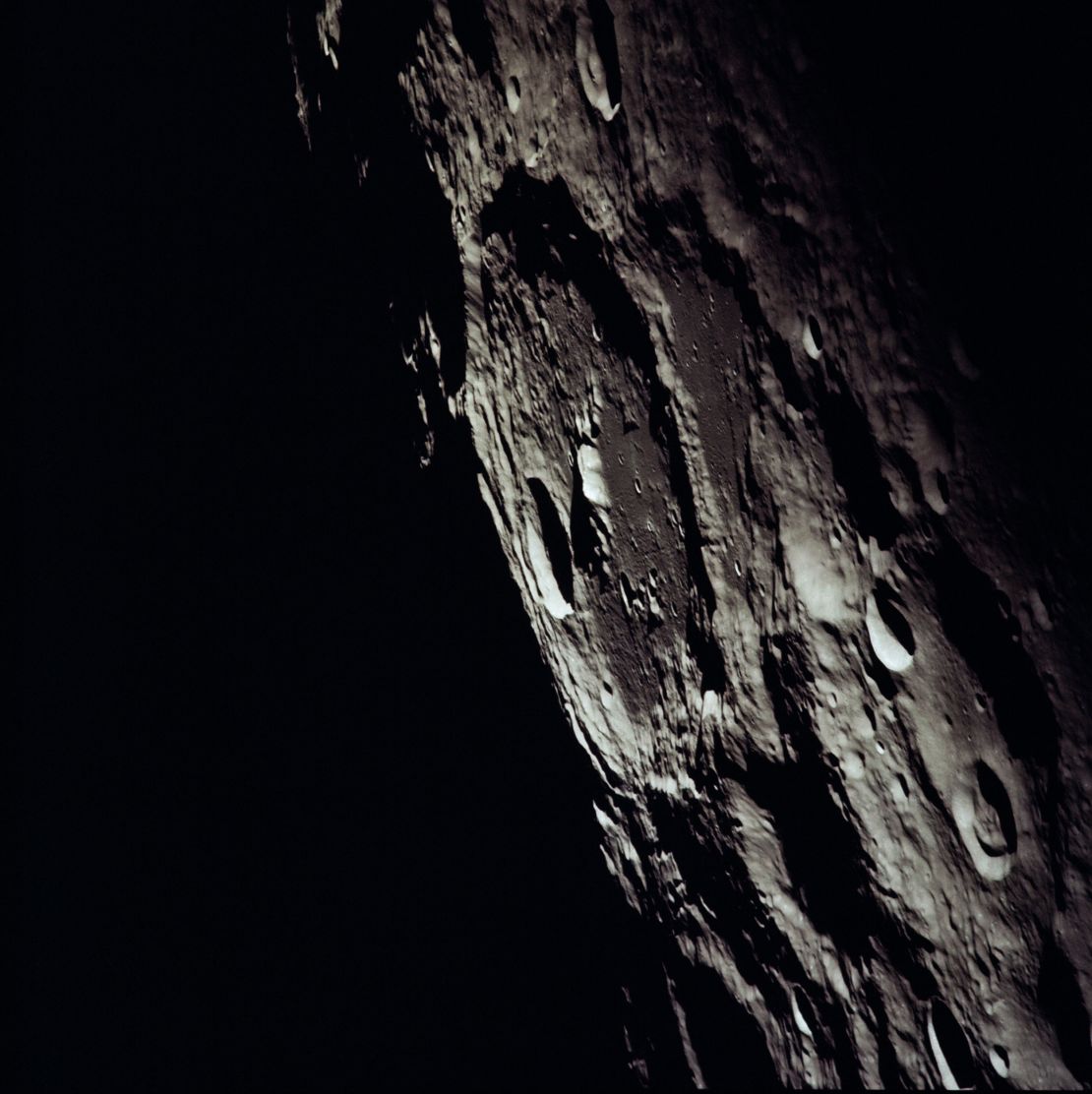 The astronauts captured this image of Crater No. 302 on the farside of the moon. 