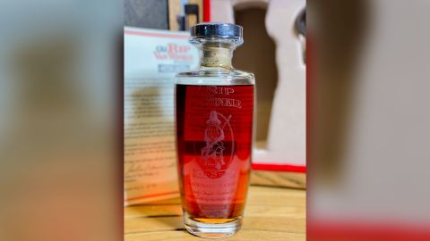 Suzanne and Roger Perry listed this 25-year-old bottle of Old Rip Van Winkle bourbon for $20,000. A local veteran bought it for double the asking price to help support their restaurants. 