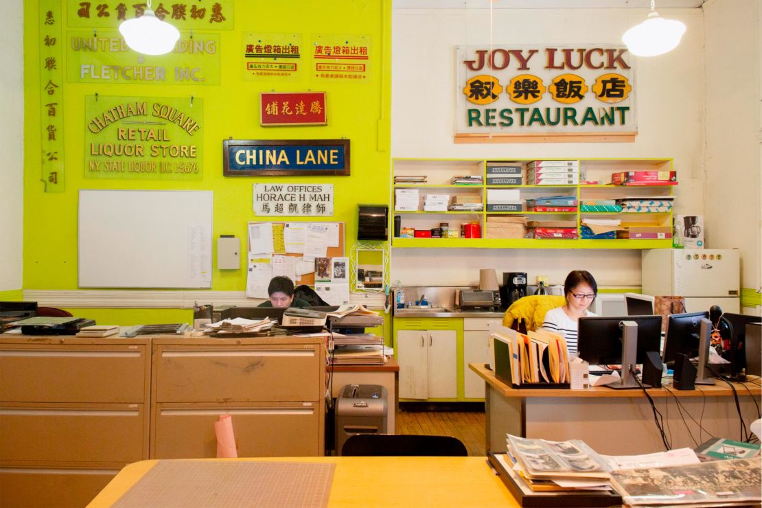 Yue Ma, MOCA's director of collections, and Kevin Chu, assistant director of collections, at MOCA's library and archives room at 70 Mulberry Street earlier in 2020.